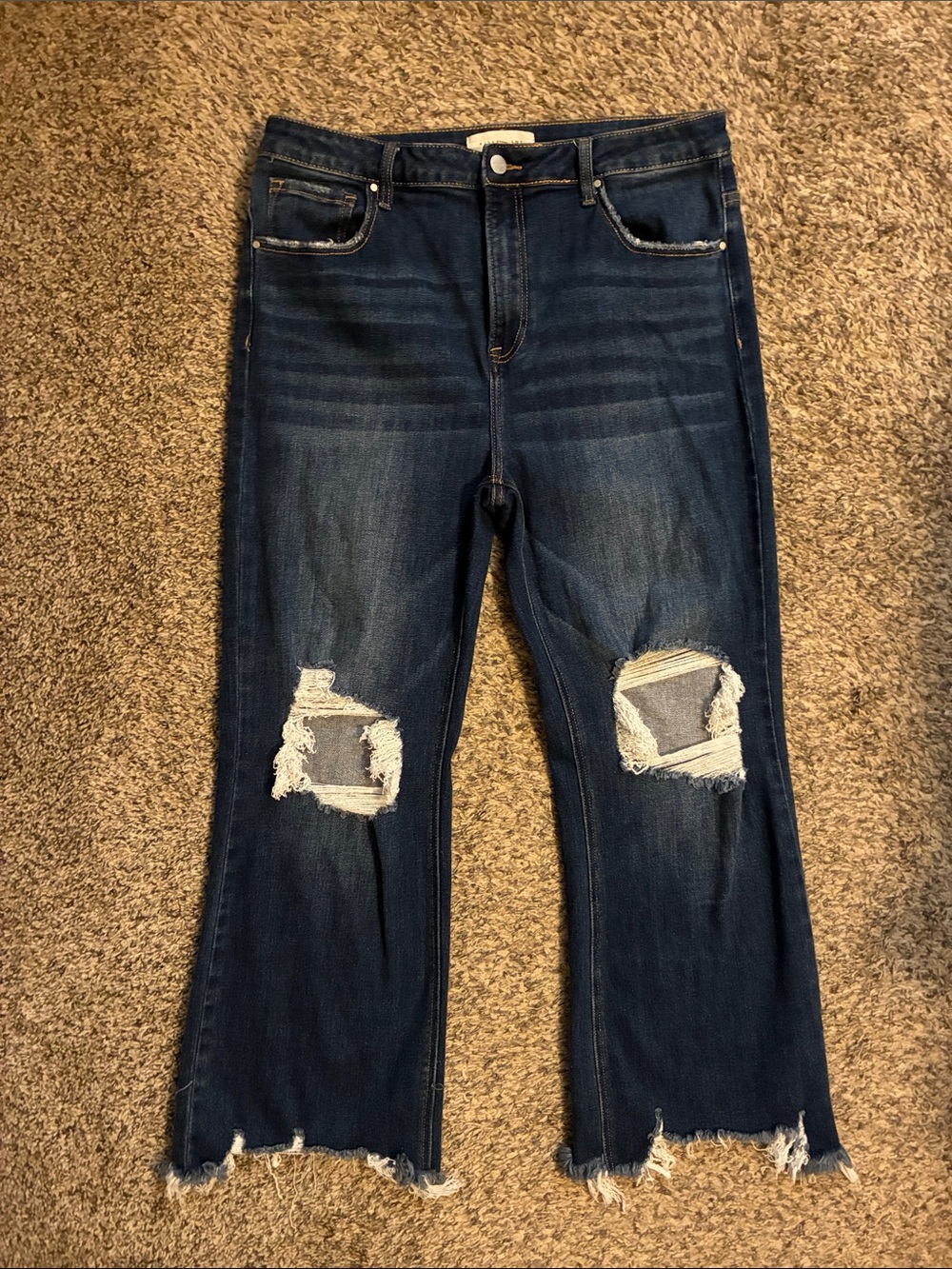 Risen Jeans- distressed high rise crop -size 1XL
